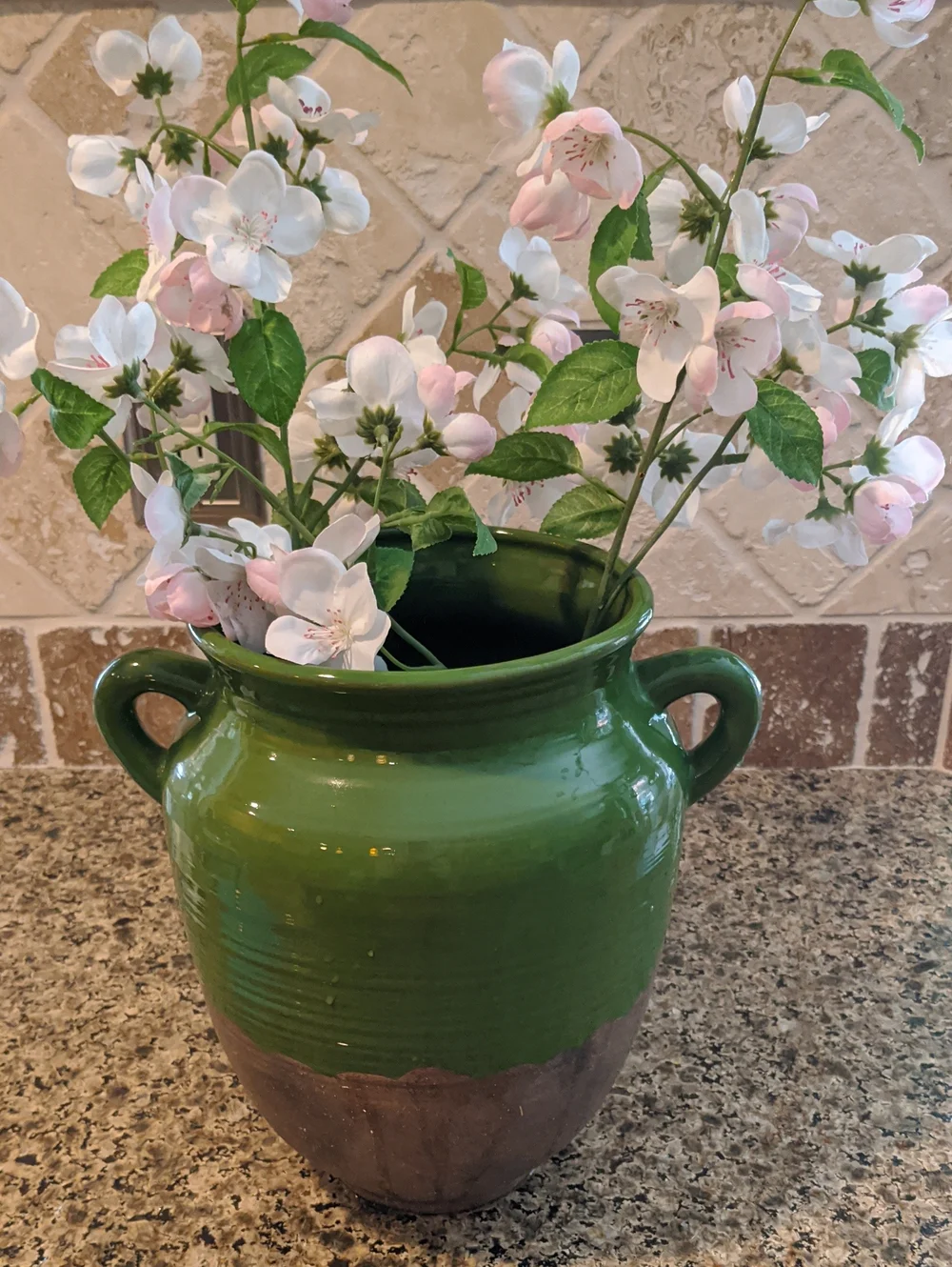 Southern Living at Home Olive Jar Du Mar Olive Green & Sandstone Glazed Pottery